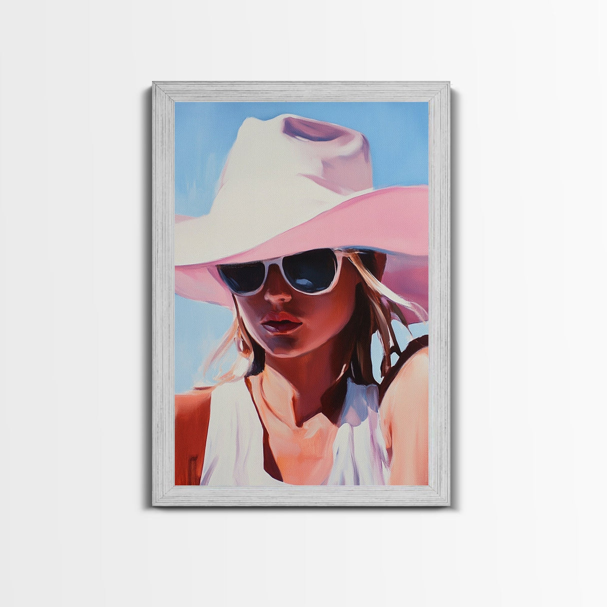 Coastal Cowgirl Painting, Black Cowgirl Art, Western Fashion Art, Moody Art, Southwest Wall Art, Canvas Print, Rustic Decor, Boho Art