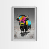 Colorful Bison Art, Southwest Wall Art, Rustic Decor, Boho Art, Buffalo Painting, Gift Idea, Canvas Print, Farmhouse Art