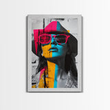 Urban Pop Art, Woman Portrait, Graffiti Wall Art, Chicano Art, Contemporary Art, Gift Idea, Framed Canvas Print, Whimsical Art