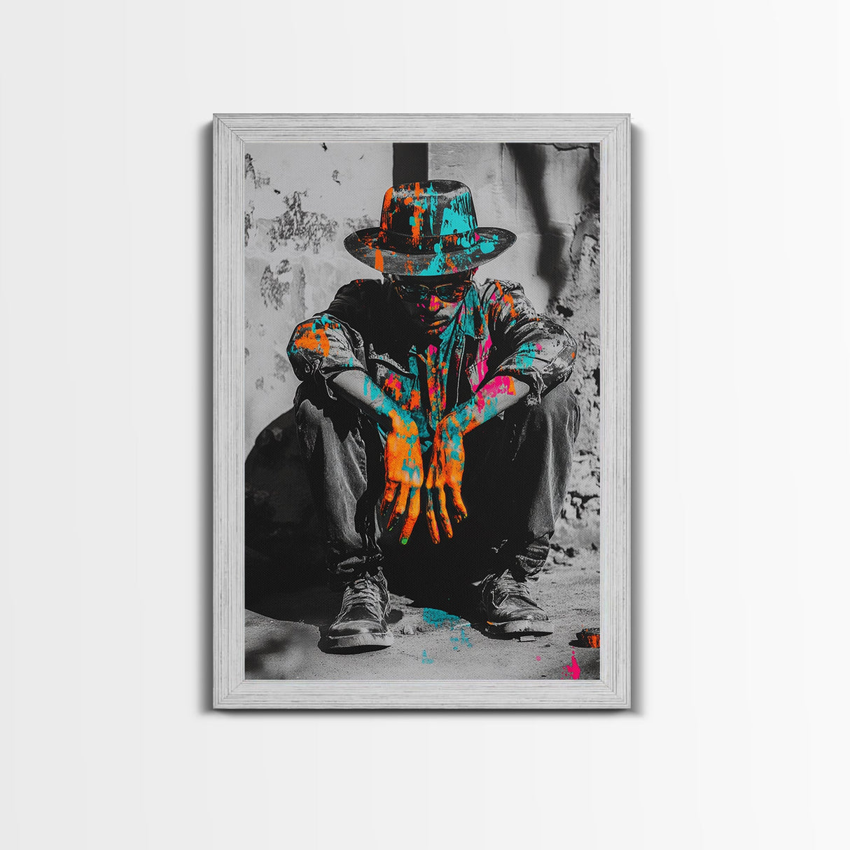 Colorful Cowboy, Graffiti Wall Art, Chicano Art, Modern Western Art, Moody Art, Rustic Decor, Urban Art, Canvas Print, Gift Idea