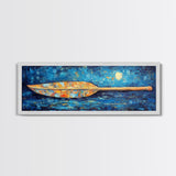 Paddle, nautical wall art, coastal decor, ocean painting, panoramic art, extra wide art, blue and green wall art, Framed Canvas Print