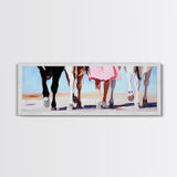 Horse Walk, western art, cowboy painting, rustic decor, extra wide art, panoramic art, framed canvas print, long narrow wall art