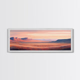 Mountain painting, landscape painting, southwest wall art, extra wide art, panoramic art, framed canvas print, Joshua tree art, moody art