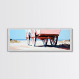 Desert Wagon, rustic western art, cowboy decor, boho wagon painting, farmhouse wall art, extra wide panoramic art, framed canvas print
