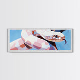 Albino Snake, reptile art, animal wall art, wildlife painting, moody wall art, extra wide art, rustic decor, framed canvas print