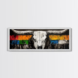 Western Skull, rustic wall art, skull art, farmhouse art, extra wide art, southwest wall art, bull and bear art, canvas print