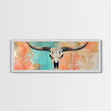 Rustic Skull, vintage horse art, southwest wall art, skull art, panoramic painting, rustic wall art, boho art, Canvas Print, farmhouse art