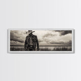 Cowboy Portrait, rustic wall art, moody art, black cowgirl painting, wabi sabi art, western decor, framed canvas print, extra wide art