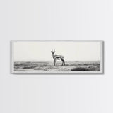 Lone Gazelle, moody art, southwest wall art, extra wide art, wabi sabi art, minimalist art, framed canvas print, panoramic painting