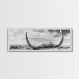 Bull Horns, bull and bear art, rustic art, dark romance painting, wabi sabi wall art, minimalist art, framed canvas print
