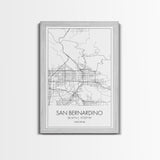 San Bernardino Street Map, California Map, City Map Print, Minimalist Art, Wall Art, Canvas Print, Unique Wall Décor, Friends Gift,