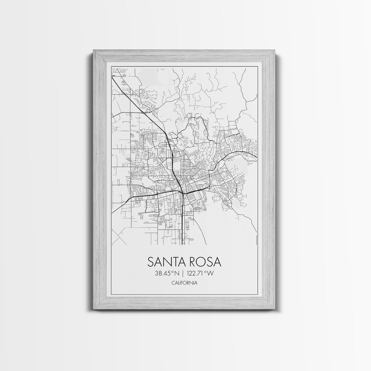 Santa Rosa Street Map, California Map, City Map Print, Minimalist Art, Wall Art, Canvas Print, Bedroom Wall Art, Travel Gift, Travel Art