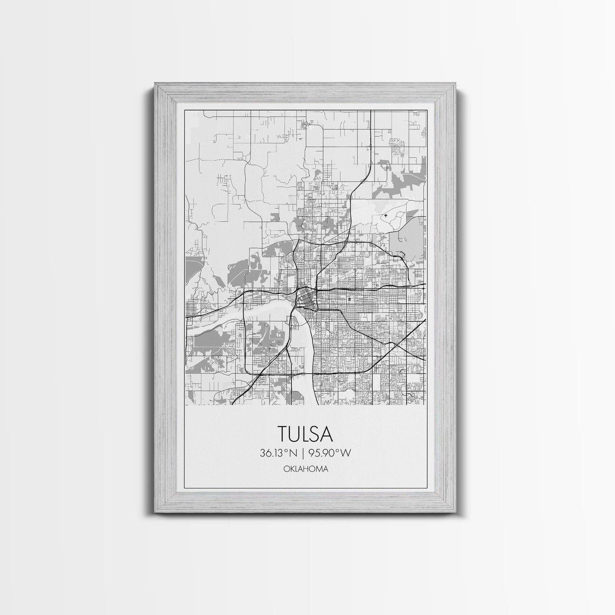 Tulsa Street Map, Oklahoma Map, City Map Print, Modern Wall Art, Wall Art, Canvas Print, Dorm Room Décor, Gift For Husband, Travel Art Print