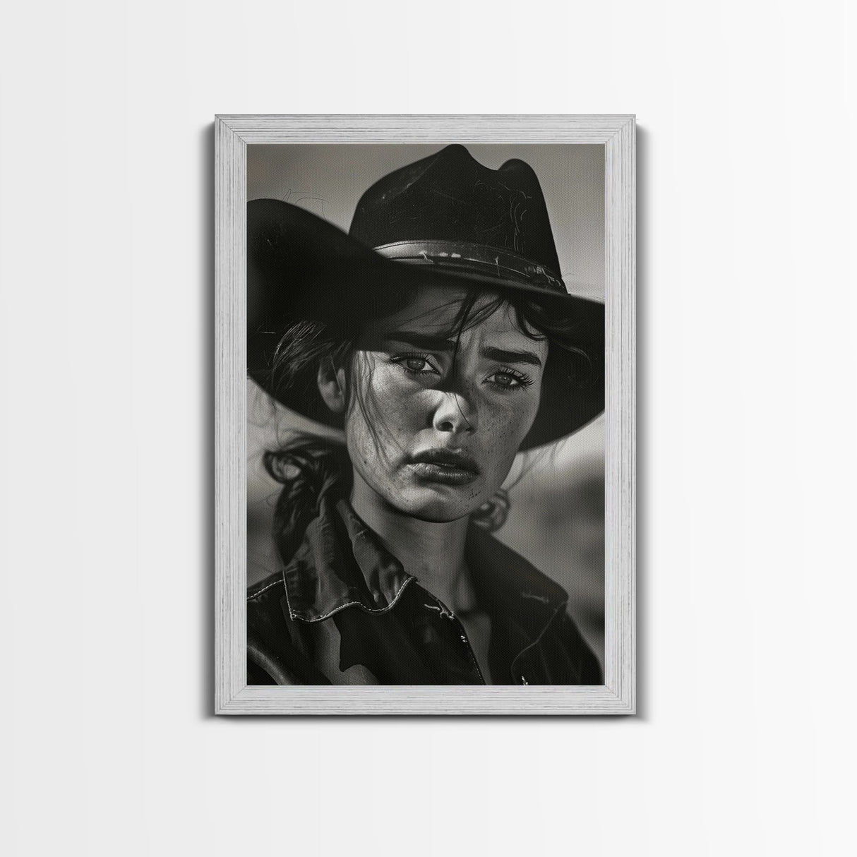 Intense Black and White Portrait of a Female Cowboy for Western Wall Art, Canvas Prints, Rustic Home Decor, Living Room Art, Bedroom Art