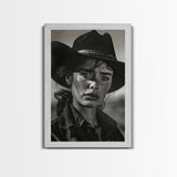 Intense Black and White Portrait of a Female Cowboy for Western Wall Art, Canvas Prints, Rustic Home Decor, Living Room Art, Bedroom Art