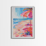 Vibrant Desert Landscape with Cacti - Framed Canvas Print, Colorful Southwestern Art, Living Room Decor, Desert Wall Art