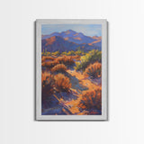 Vibrant Desert Landscape with Mountains, Stunning Wall Art for Living Room or Bedroom, Framed Canvas Print for Home Decor