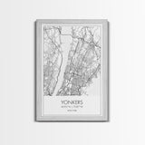 Yonkers Street Map, New York Map, City Map Print, Minimalist Art, Wall Art, Canvas Print, Travel Wall Art, Map Gift, Dorm Room Decor