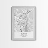 Zurich Street Map, Switzerland Map, Europe City Map Print, Minimalist Art, Wall Art, Canvas Print, Travel Art, Wall Hanging, Honeymoon Gift