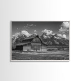 Old Barn Wall Art, Framed Canvas Print or Metal Art, Rustic Homestead Framed Canvas Art, Vintage Old Barn Black and White Wall Art