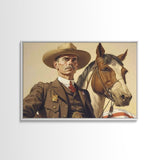 The Old West American Frontier Cowboy Framed Canvas Print, Western Decor, 50s Style Western Art, Farmhouse Decor, Southwestern Art
