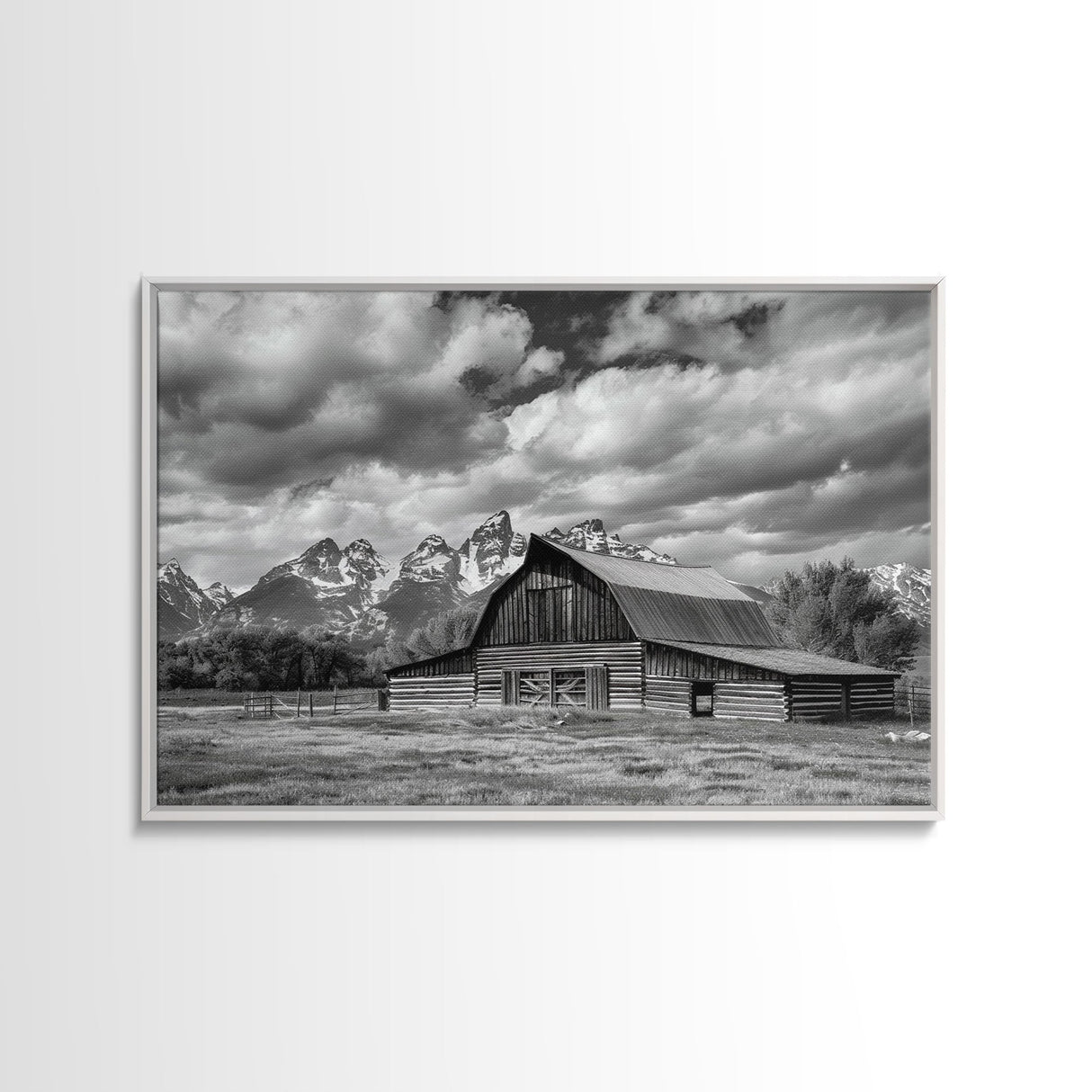 Old Barn Wall Art, Framed Canvas Print or Metal Art, Rustic Homestead Framed Canvas Art, Vintage Old Barn Black and White Wall Art