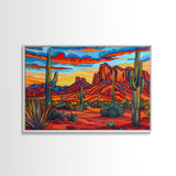 Retro Style Desert Landscape Painting Print, Pop Art, Farmhouse Decor, Arizona Art, Southwest Decor, Country Art, Living Room Decor