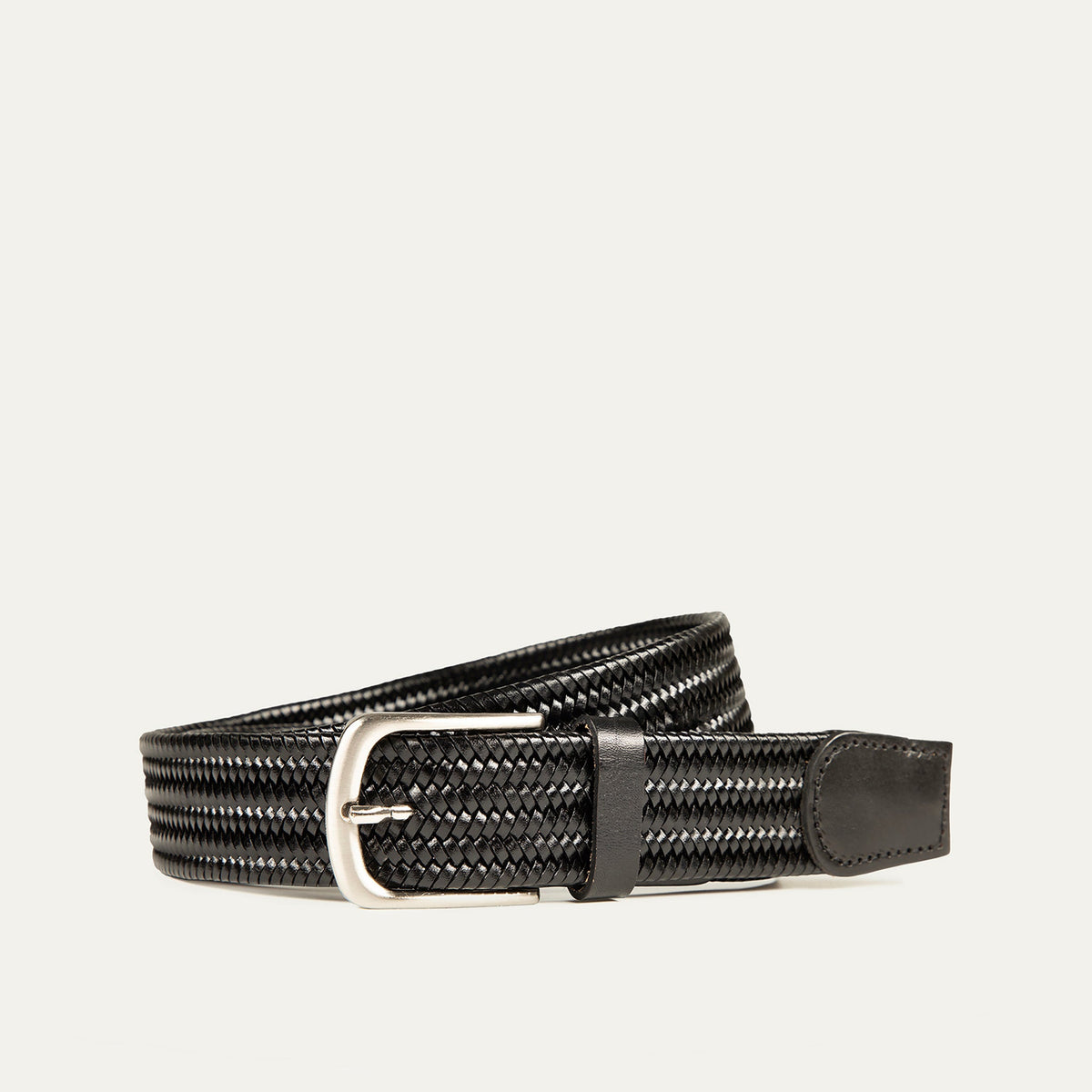 Braided Leather Stretch Woven Belt