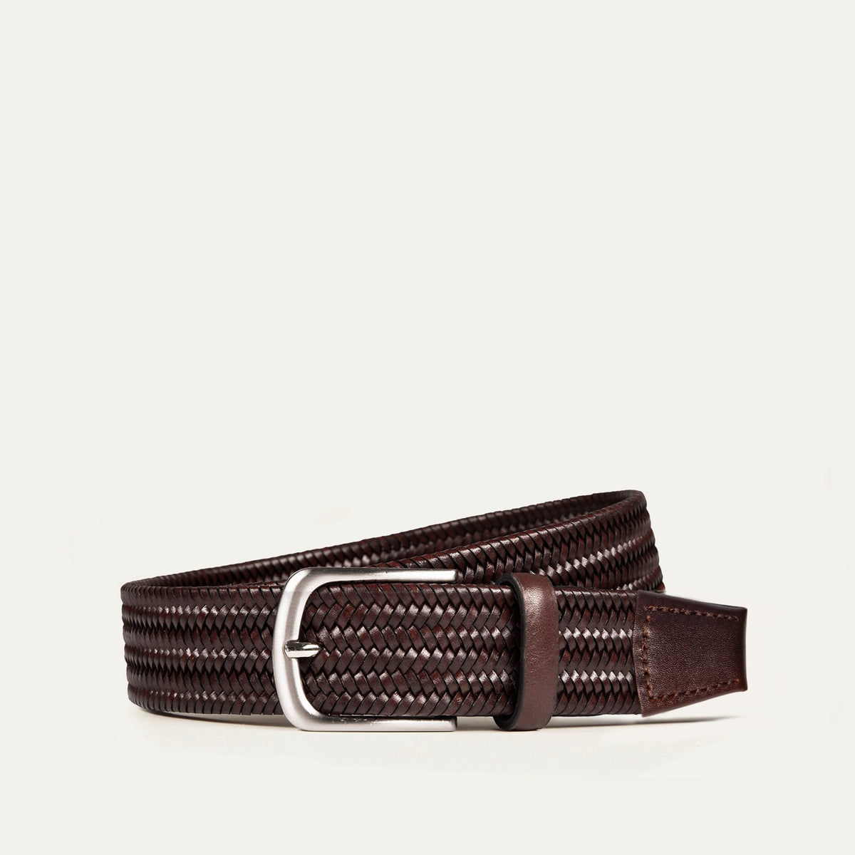 Braided Leather Stretch Woven Belt