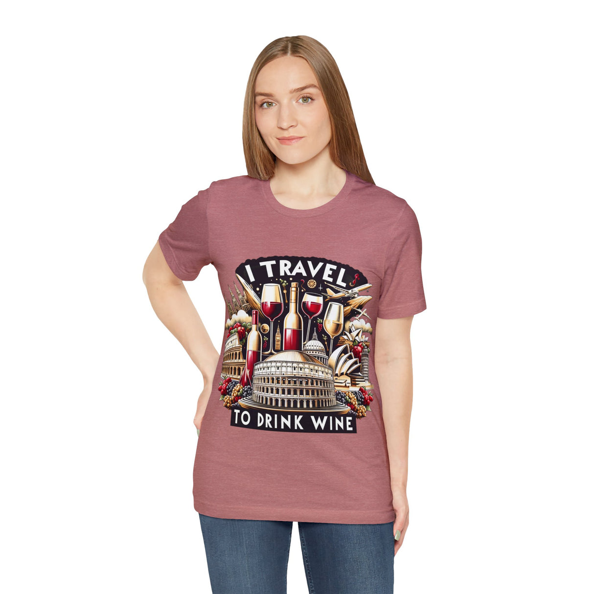 "I Travel to Drink Wine" full color T-shirt