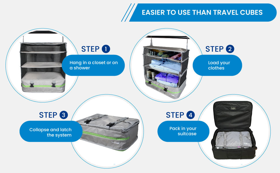 Dark Gray Large Stow N Go Hanging Travel Shelves