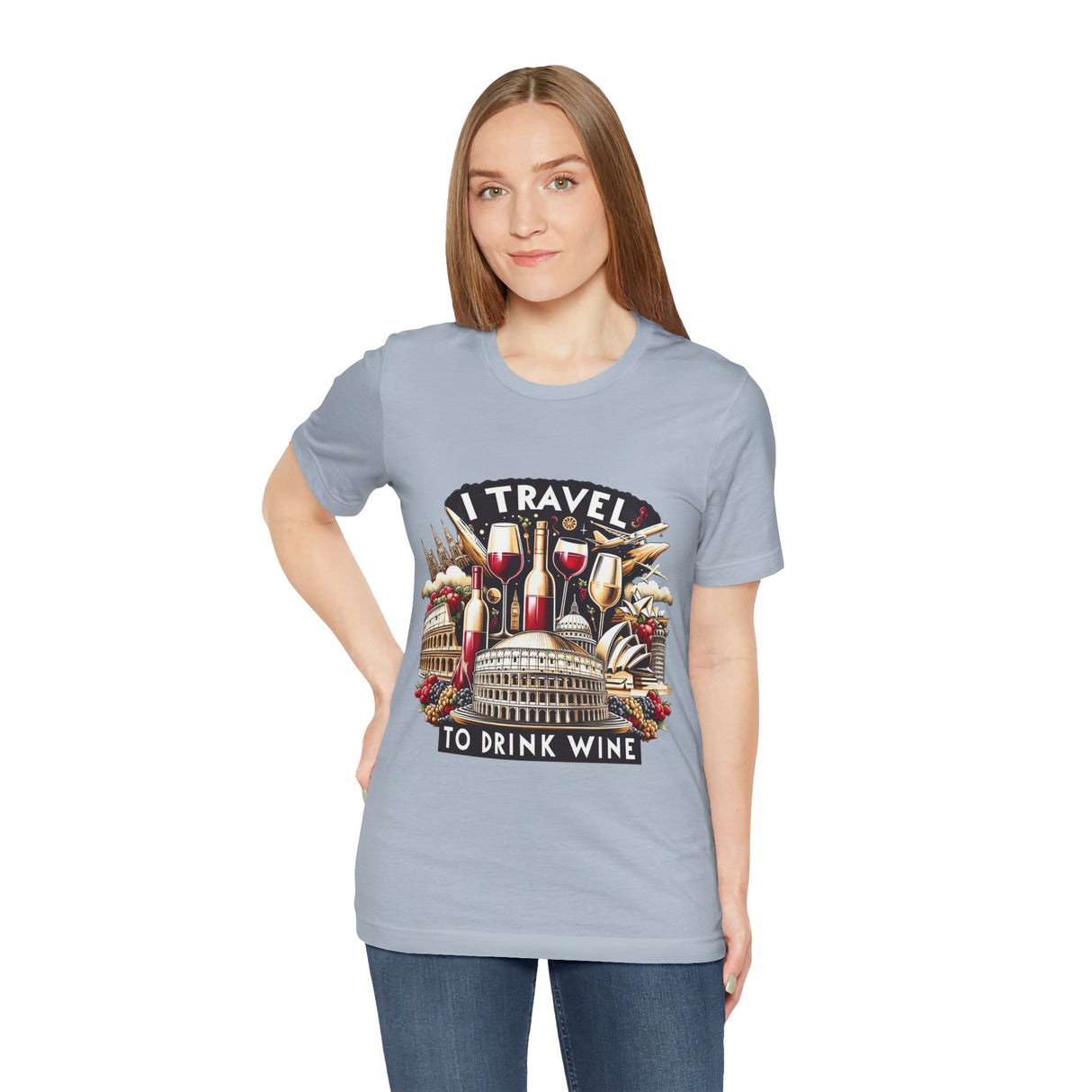 "I Travel to Drink Wine" full color T-shirt