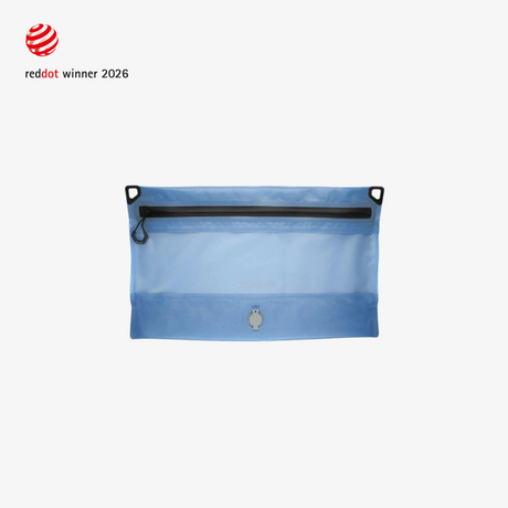 TILLIV Compak Medium with Divider in Steel Blue, empty and laid flat