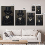 Cute Renaissance Cat, Black Cat Print, Goth Home Decor, Art Canvas Print, Dark Academia, Gothic Victorian, Halloween Decor, Witch Familiar