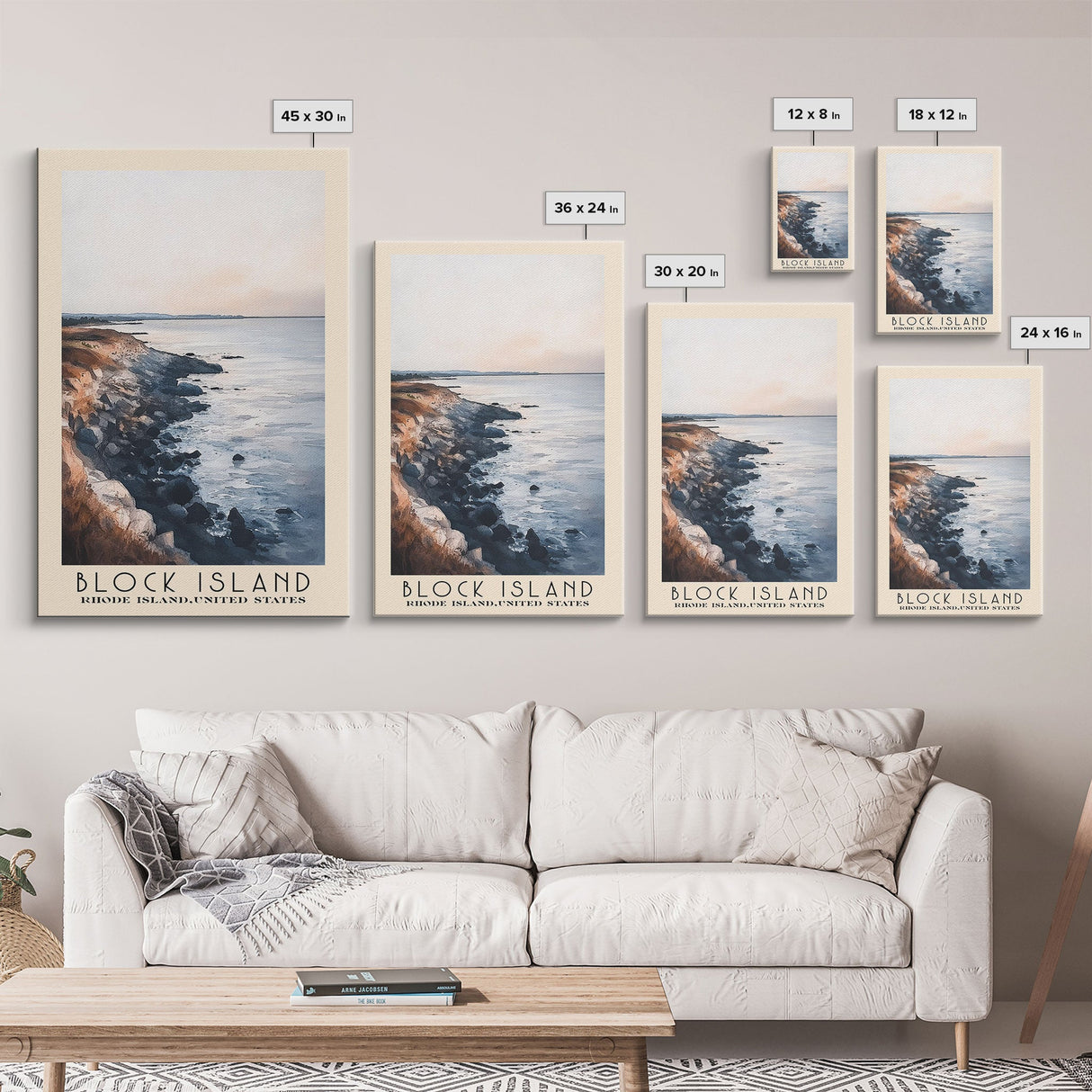 Block Island, Rhode Island,United States Watercolor Print, Vacation Gift, Rhode Island,United States Wall Art, Beach Painting, Beach Decor, Large Wall Art, Wood Frame Art