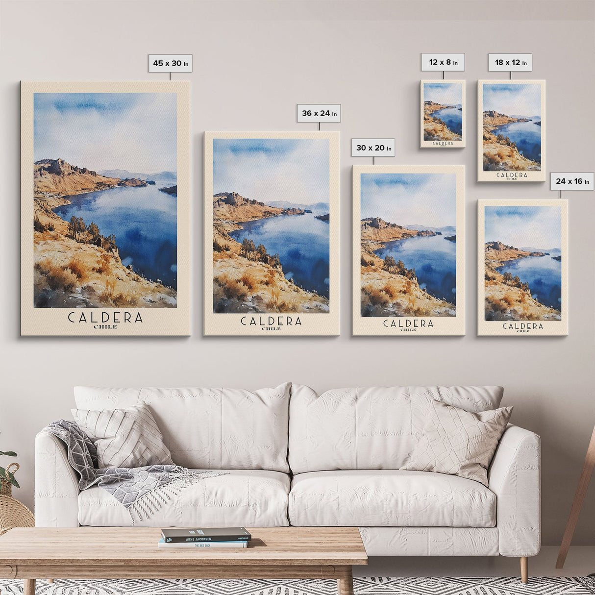 Caldera, Chile Watercolor Print, Vacation Gift, Chile Wall Art, Beach Painting, Beach Decor, Large Wall Art, Wood Frame Art