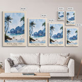 Koh Phi Phi, Thailand Watercolor Print, Vacation Gift, Thailand Wall Art, Beach Painting, Beach Decor, Large Wall Art, Wood Frame Art