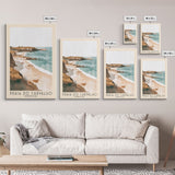 Praia do Carvalho, Portugal Watercolor Beach Print, Vacation Gift, Portugal Wall Art, Framed Canvas Print, Framed Beach Painting