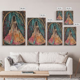 Halloween Veiled Ghost in Cemetery, Framed Canvas Print, Wall Art, Living Room Decor, Spooky, Ghost Art, Original Painting, Home Decor