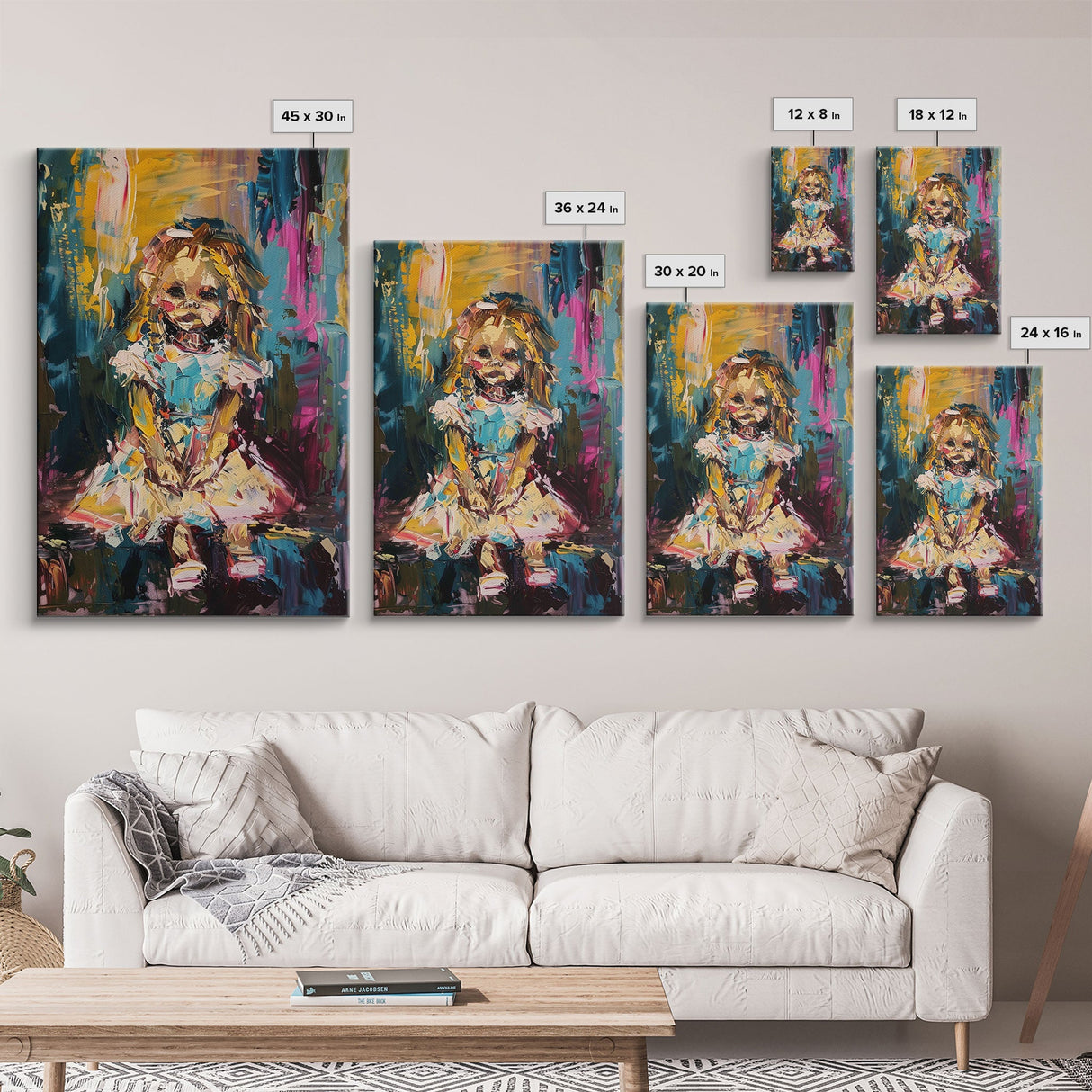 Halloween Ghost Eating Cake, Framed Canvas Print, Wall Art, Spooky Decor, Halloween Decoration, Living Room Art, Unique Gift