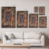 Mysterious Goat Demon Framed Canvas Print, Halloween Art, Unique Wall Art, Spooky Home Decor, Scary Art, Eerie Living Room Decor