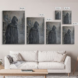 Plague Doctor in Abandoned Town | Halloween Wall Art | Spooky Home Decor | Creepy Plague Doctor Painting | Framed Canvas Print