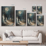 Ghostly Figures in Forest, Halloween Art Print, Spooky Home Decor, Framed Canvas Print, Creepy Art, Halloween Wall Decor, Seasonal Wall Art