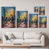 Colorful Haunted Cemetary, Springtime Halloween Mashup, Spooky Season Vibes, Framed Canvas Print, Haunted Graveyard