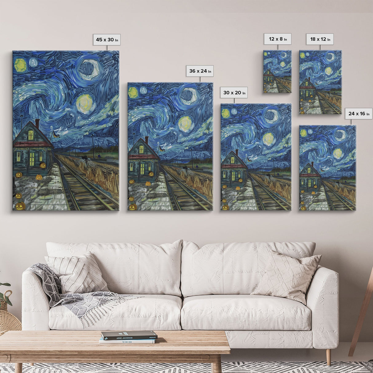 Enchanted Graveyard with Lanterns Framed Canvas Print, Wall Art, Spooky Home Decor, Halloween Cemetery Art, Mystical Art, Haunted Graveyard