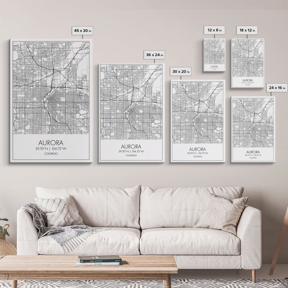 Aurora Street Map, Colorado Map, City Map Print, Travel Lover Gift, Above Bed Art, Minimalist Art, Wall Art, Canvas Print, Canvas Wall Art