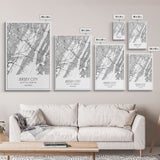 Jersey City Street Map, New Jersey Map, City Map Art, Modern Wall Art, Wall Art, Canvas Print, Bedroom Print, Travel Wall Décor, Travel Gift