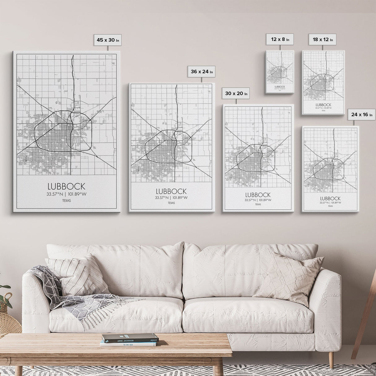 Lubbock Street Map, Texas Map, City Map Art, Modern Art, Wall Art, Canvas Print, Travel Print, Farmhouse Wall Décor, Boyfriend Gift