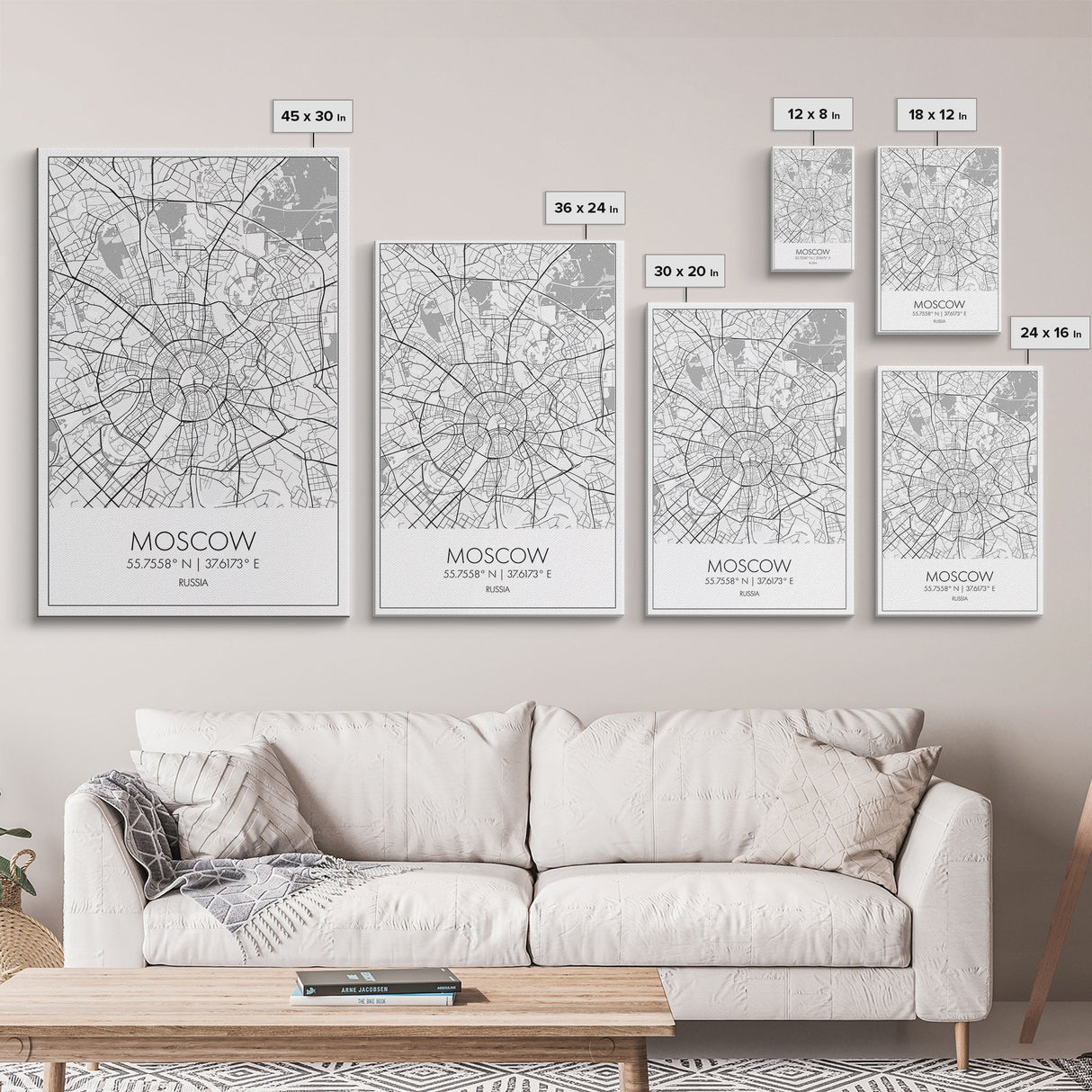 Moscow Street Map, Russia Map, Europe City Map Art, Modern Art, Wall Art, Canvas Print, Wall Art Prints, Gift For Husband, Travel Wall Décor
