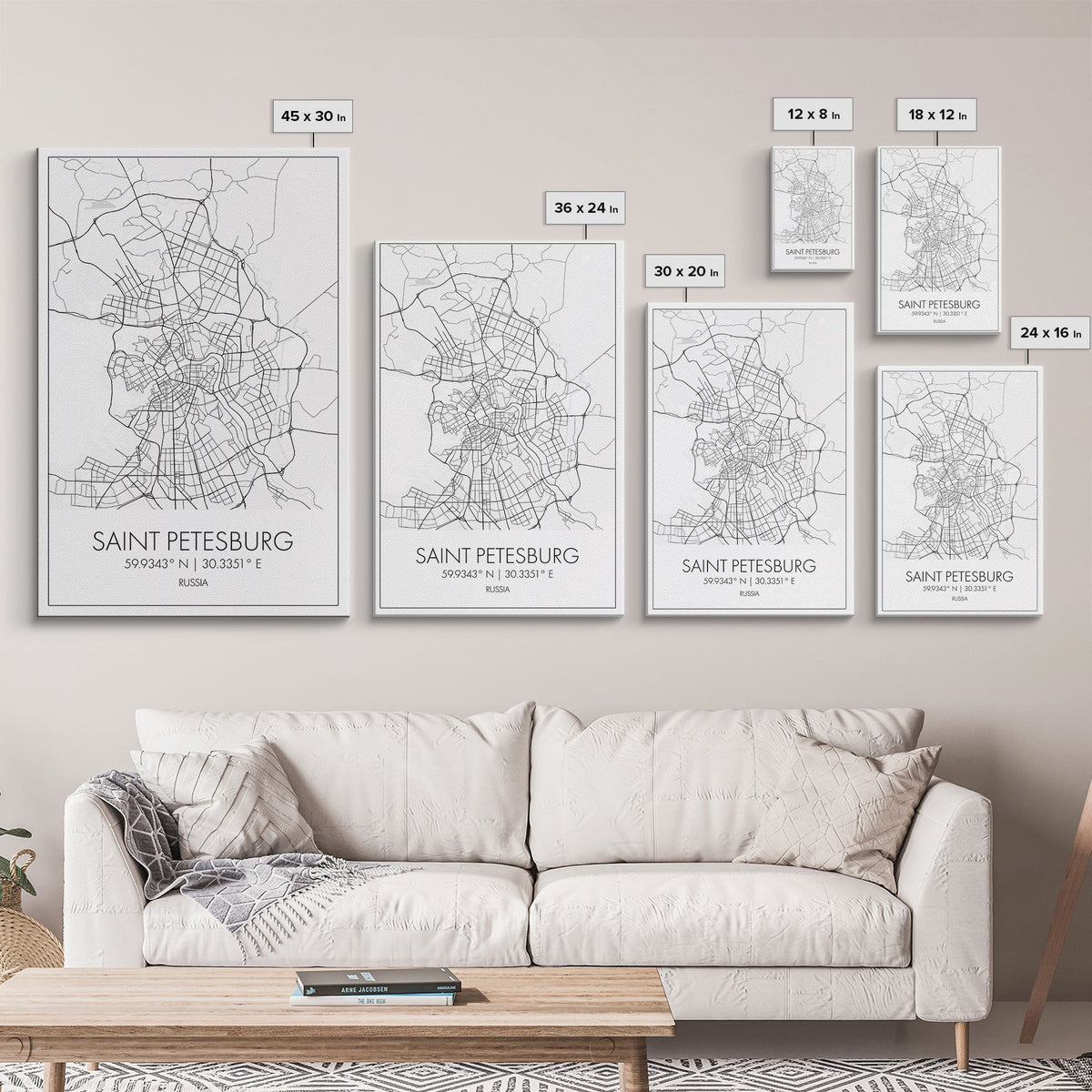 Saint Petersburg Street Map, Russia Map, City Map Art, Minimalist Art, Wall Art, Canvas Print, Room Décor, Gift For Mom, Travel Wall Art